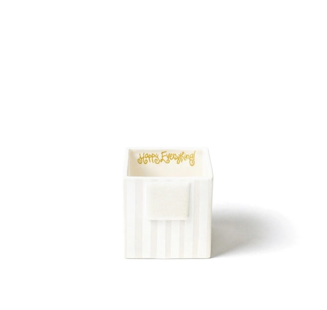 Happy Everything - White Stripe Mini Nesting Cube Small