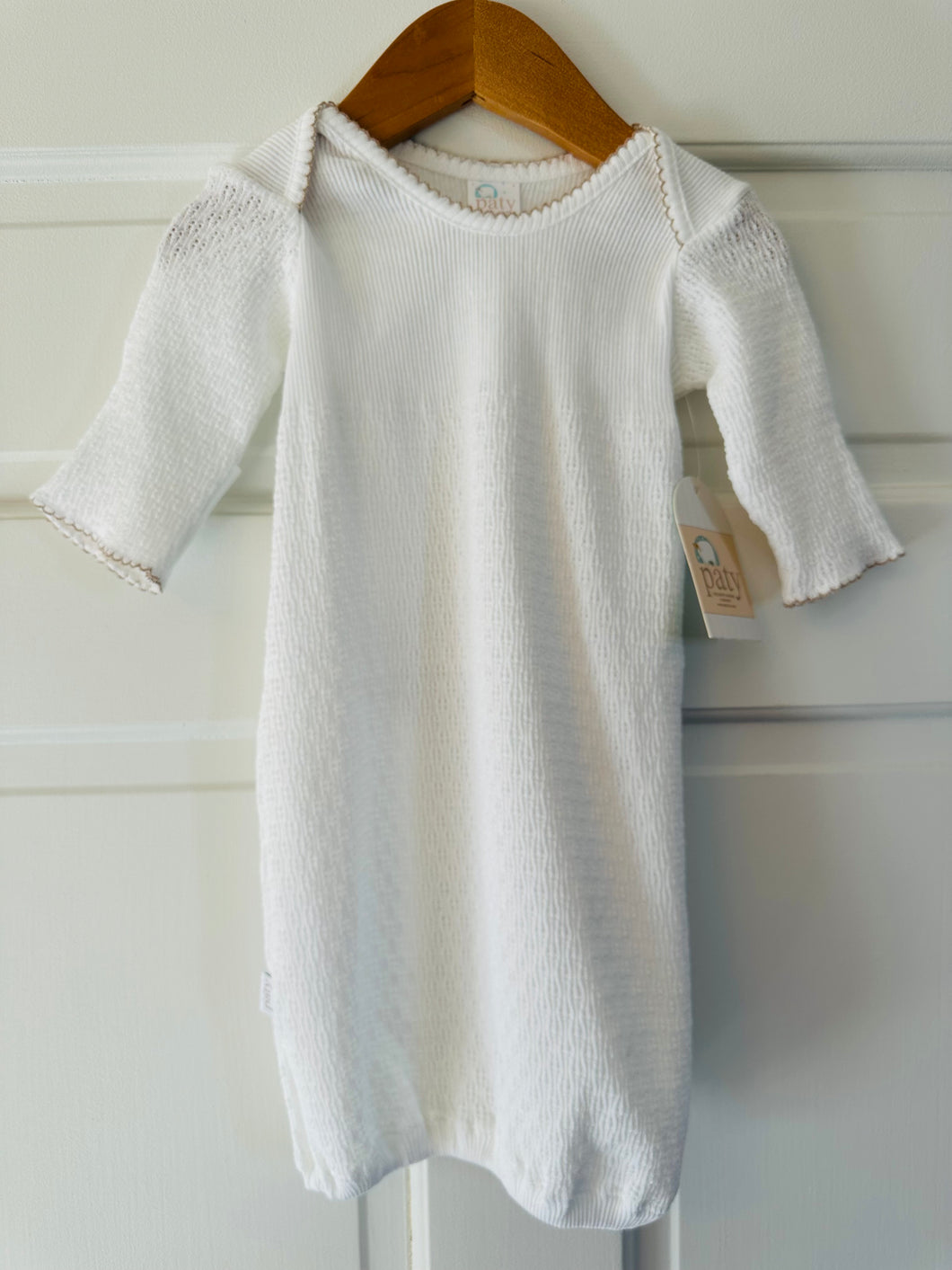 Paty: L/S Day Gown NB White/Sand